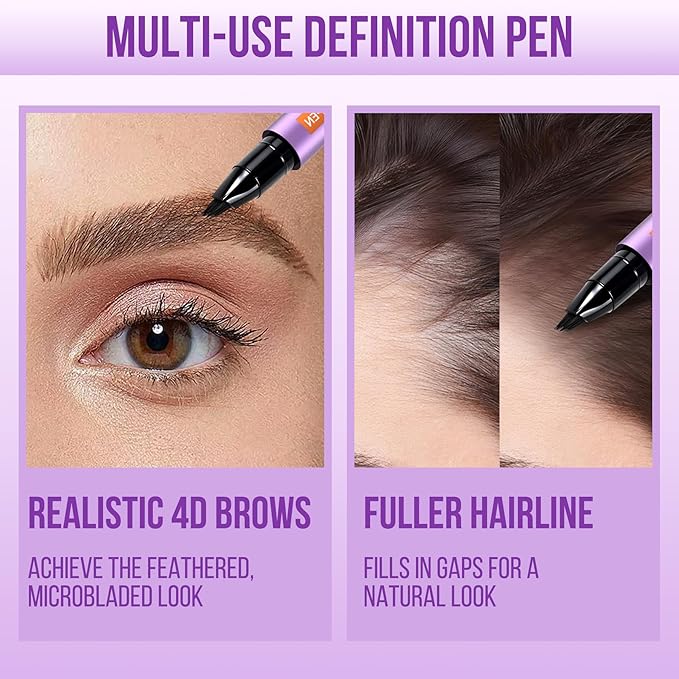Vevivia Beauty Eyebrow Pen - Eyebrow Pencils for Women with 4D Micro Brush-Tip for Natural Hair-Like Strokes, Long Lasting Fluffy Brows, Waterproof, Grey