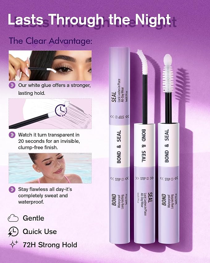 EYDEVRO Velure Lash Clusters Kit Natural Eyelash Clusters Kit Wispy Cluster Eyelash Extensions 120 Pcs 10-16mm C Curl Cluster Lashes Clear Band Individual Lashes White Lash Bond Seal Tweezers Brush