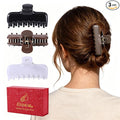 3Pcs Rectangle Hair Claw Clips for Women, 3.8" Premium PC Material Non-Slip Strong Hold Hair Claw for Thick Thin Hair, Durable Comfortable Jaw Clip Large Stylish Hair Accessories Gift Box Set
