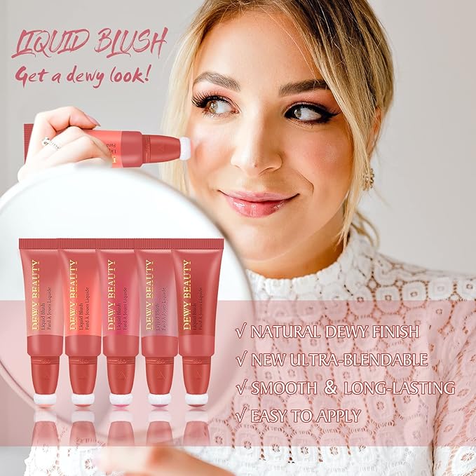 Liquid Blush Makeup Wand, Cream Blush Stick with Cushion Applicator For Cheeks Tint, Natural-looking, Glow Dewy Finish, Weightless Blendable Liquid Rubor | #103 EBULLIENT-Cool Pink