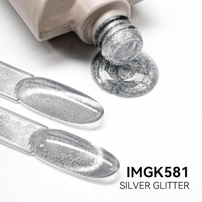 MAYCHAO 15ML Silver Glitter Cat Eye Gel Nail Polish 1Pc Glitter Cat Eye Gel Polish with Magnet Soak off Holographic Magnetic Nail Polish for Nail Art Manicure Salon DIY at Home, 0.5 OZ