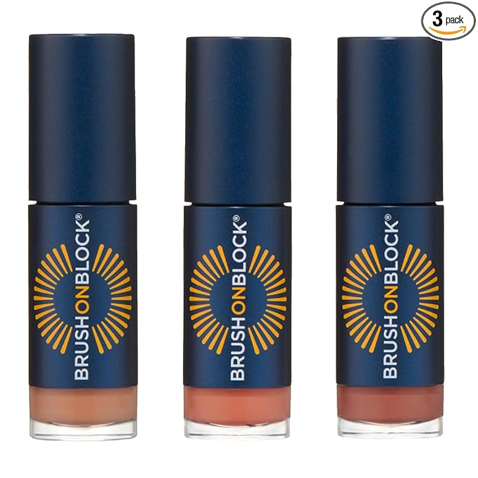 Brush On Block Sun Shine Protective Lip Oil 3 Color Variety Pack, Broad Protection Hydrating SPF 30 Mineral Sunscreen, Nude Tint, Coral, and Fig