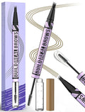 Vevivia Eyebrow Pen and Eyebrow Gel - Brow Pen 2-in-1 Eyebrow Pencils for Women with Micro-Fork Tip and Brow Gel Clear, Eyebrow Makeup for All-Day Defined, Fuller Brows, Light Brown