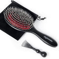 STYLEMATE Boar Bristle Hair Brush for Women Men, Stiff Nylon Pins and Natural Soft Boar Bristles for Thick & Fine Hair, Large Paddle Smoothing Hairbrush for Detangling, Defining, Shine