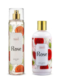 Rose Home Spa Gift 10oz Deep Moisturizing Fragrance Body Lotion & 8 oz. Fine Fragrance Body Mist Set Luxury Self-Care Combo for Women and Girls (Rose) – Mother's Day Gift for Mom