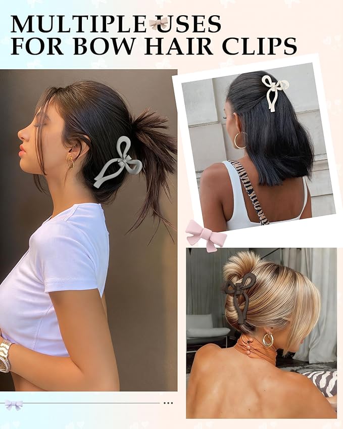 4 PCS Bow Hair Clips for Women Bow Claw Clip 5" Extra Large Hair Claw Clips for Thick and Long Hair Cute Bows Big Clip Mother’s Day Gift for Mom