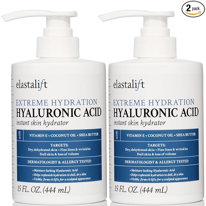 Elastalift Hyaluronic Acid Moisturizer Body Lotion | Anti Aging Skin Care Body Cream & Face Lotion Diminishes Look Of Wrinkles, Sagging Skin, Crepey Skin, Cellulite, Stretch Marks, & Dry Skin, 2-Pack