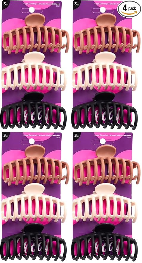 Goody Classics Large Sprial Claw Clips - 12-Pack, Assorted Colors - Great for Easily Pulling Up Your Hair - Pain-Free Hair Accessories for Women, Men, Boys, and Girls