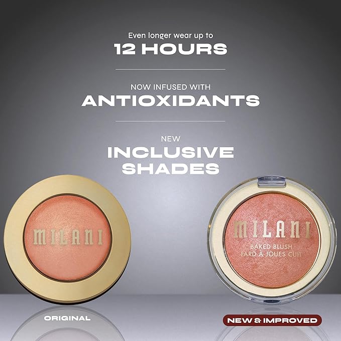 Milani Baked Blush, Updated Powder Blush for Cheeks, Cruelty Free Makeup - Shape, Contour & Highlight Face for a Shimmery or Matte Finish - Berry Amore