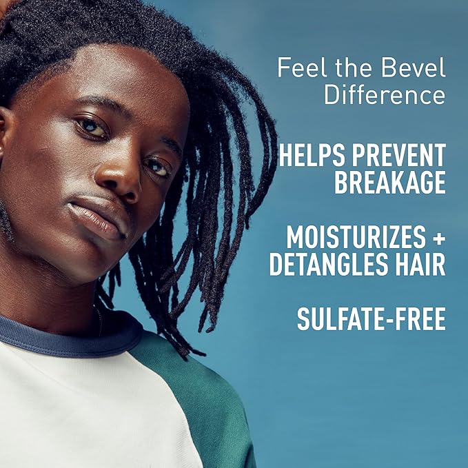 Bevel Hair Conditioner for Men with Coconut Oil and Shea Butter, Sulfate Free Conditioner for Textured Hair, Moisturizes, Conditions and Detangles Hair, 12 Oz (Packaging May Vary)