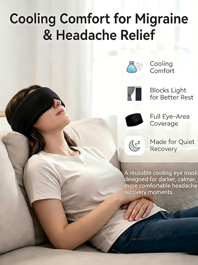 FACEMOON Ice Cold Packs for Eye Compress: Cooling Relief for Puffy Eyes Headache Migraines Stye Dry Eyes Therapy - Large Gel for Long Lasting Comfort Reusable Flexible, 2 pcs for Family Blue Black