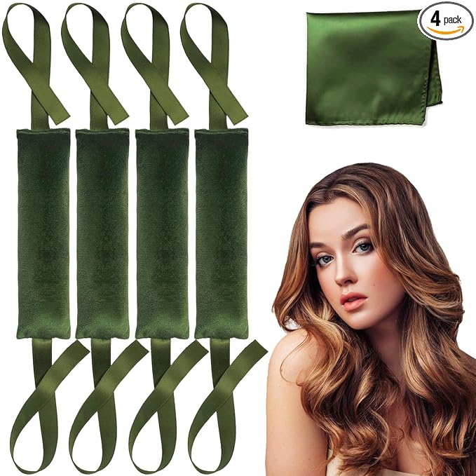 Lanzhire Jumbo Heatless Hair Curlers for Overnight Curls, Blowout Flexi Rod with Ribbon, No Heat Curlers to Sleep In, Soft Overnight Heatless Rods for All Hair Types