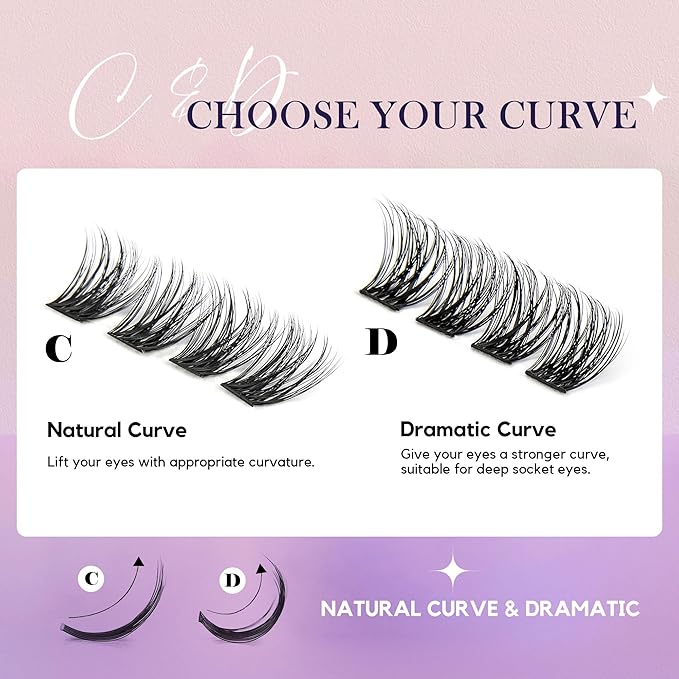 GAQQI Lash Clusters, GQ19 Individual Lashes 168pcs C Curve, DIY Lash Extension 12mm Length Only False Eyelash Clusters, Natural & Wispy Lash Wisps (GQ19,C,12mm)