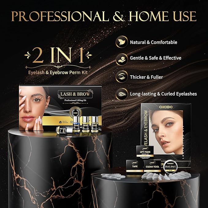 Lash Lift Kit - Eyebrow Lamination Kit, Eyelash Perm Kit, Professional Eyelash Curling Lash Extension & Eyebrow Lift 2 in 1 Kit, Easy to Use at Home Diy & Salon, Lasts For 6-8 Weeks (Black)