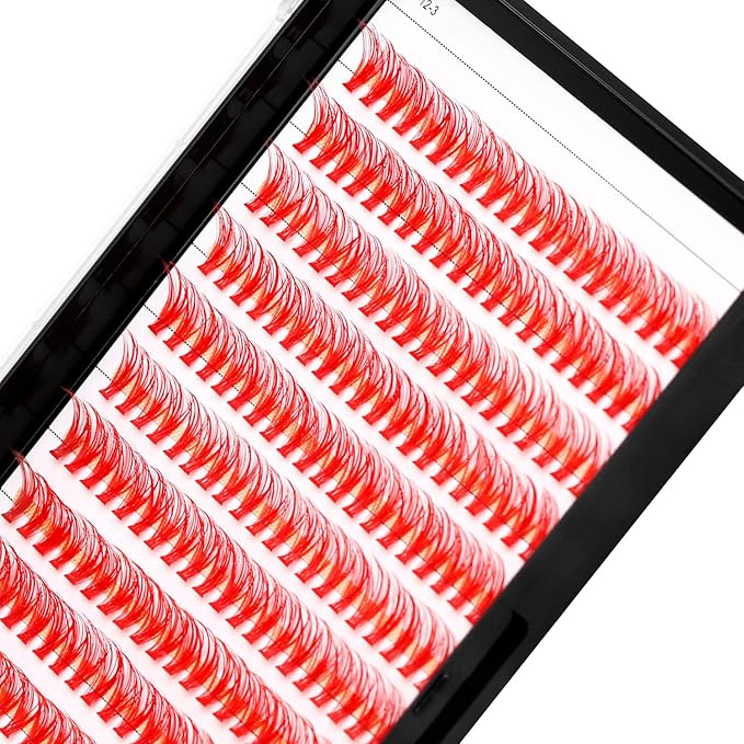 →VAYATOR False Eyelashes 3Styles D Curl 10-18mm 200Pcs To Choose Lashes Extensions Cluster Individual Lash Extensions Reusable False Eyelashes Easy Grafting （20D-Red-D Curl-18mm）