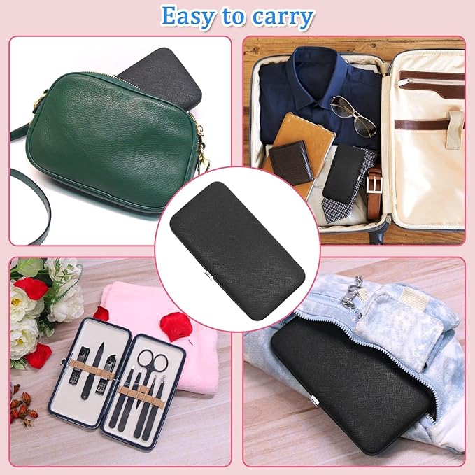 Nail Clippers and Tweezers Set, 8 Pcs Stainless Steel Manicure Pedicure Kit for Thick Nails, Travel Nail Grooming Tools with Case, Gifts for Men & Women