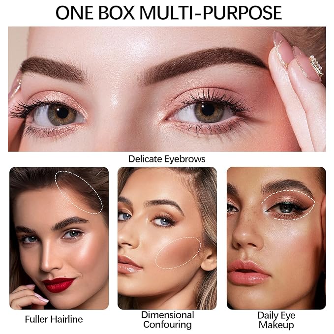 3 Colors Eyebrow Makeup Kit,Long Lasting Brow Palette,Eyebrow Filler Powder with Brow Brush,Professional Brow Contour Palette,Creates Natural Brows