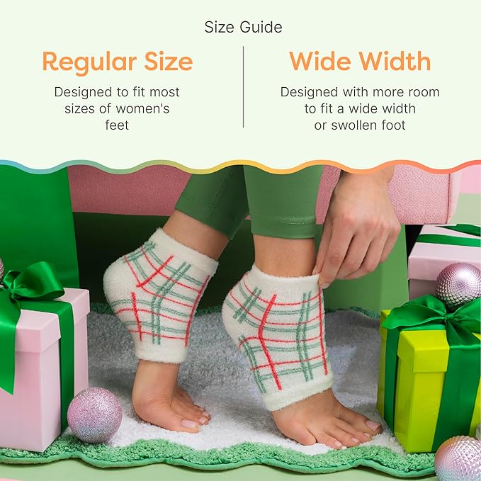ZenToes Moisturizing Socks for Cracked Heel Treatment, Vitamin E, Olive Oil and Jojoba Oil Infused Heel Socks, Spa Gifts for Women, Mothers Day Gifts (Green Gingham & Multi Plaid, Regular)