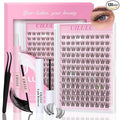 Natural Lash Clusters Kit 10-18mm Mix D Curl DIY Extension Eye Natural Lashes False Wispy EyeLash Cluster with Bond & Seal, Glue Remover, Tweezers(U26 Lash Kits)