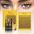 QUEWEL Fairy Lash Clusters Kit, 144PCS Cluster Eyelash Extensions kit with Lash Bond and Seal, C Curve Manga Lash Clusters Natural Look with Invisible Thin Band Easy to Use for Beginners (DJ-FD-D）