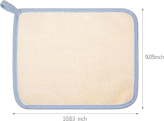 Tatuo 5 Pcs Exfoliating Face and Body Wash Cloths Towel Weave Bath Exfoliating Scrub Massage Bath Cloth for Women and Men, 10.23 x 8.66 Inch(Blue Edge)