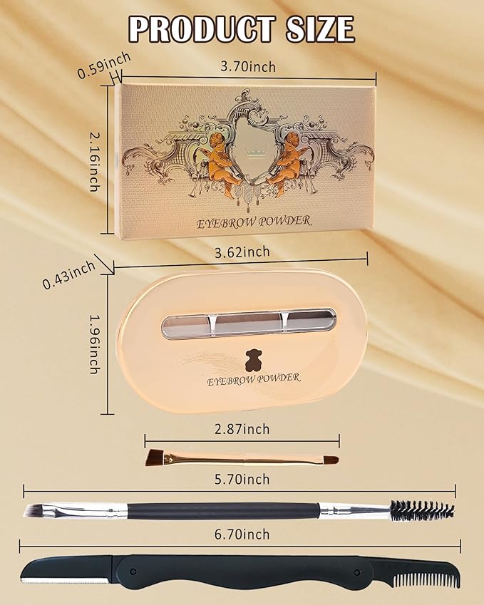 Eyebrow Powder Kit-3 Colors Eye Brow Tinting Powder Palette Long-Lasting Waterproof,Light Dark Grey Brown Brow Filler Eyeshadow,Mother's Day Makeup Gift for Women,With Mirror Brow Brush-Set 01