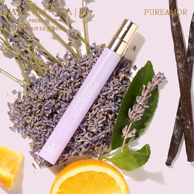 PUREAMOR Pheromone Perfume for Women, Lavanda Vida Extrait de Parfum - Long Lasting Bold Floral Lavender Scent, 30% High Concentration, Travel Size Fragrance Spray, 0.4 oz / 12ml