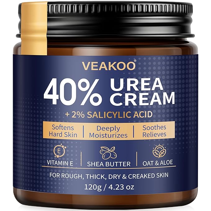 Veakoo Urea Cream 40 Percent for Feet Maximum Strength, Foot Cream with 2% Salicylic Acid, Dead Skin Cuticle Callus Remover, Urea Lotion for Intensive Repair of Dry Cracked Heels Hands