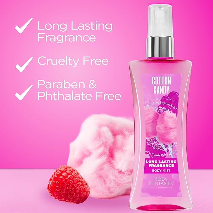 Body Fantasies Signature Fragrance Body Spray, Cotton Candy, 8 fl oz (Pack of 2)