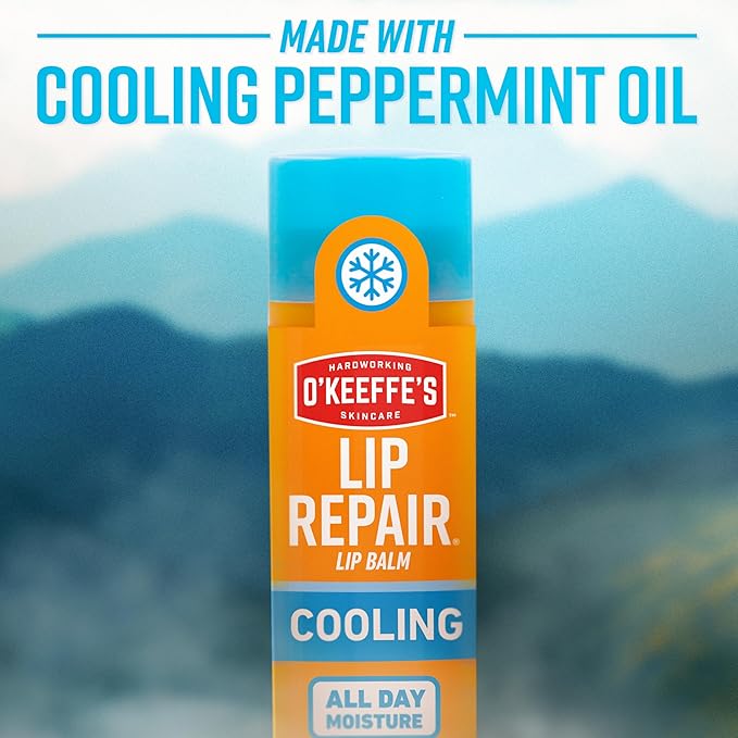 O'Keeffe's Lip Repair Lip Balm with Cooling Relief for Dry, Cracked Lips - Stick (2 Pack) - Moisturizer for Very Dry Lips