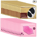 Lip Mask & Eye Mask - 30PCS Under Eye Patches Skincare for Puffy Eyes Bags Reducing Dark Circles,Collagen Hydrating Moisturizing Smoothing Gel Pads for Fade Fine Lines Anti-Aging Wrinkles Black