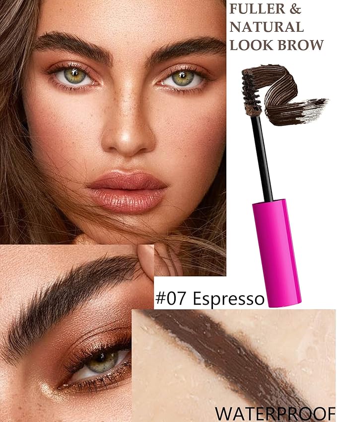Brow Gel Kit-Espresso Thickening Tinted Eyebrow Mascara Gel & Clear Setting Brow Glue, Brow Filler Dye Brows Cream, Long Lasting Eye Makeup for Women, Light Medium Dark Brown With Brow Tool-Set 07