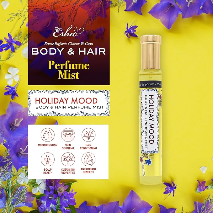 Esha Body & Hair Perfume Mist - Eau de Parfum for Women - Infused with Betaine - Citrusy, Green and Pomelo Freshness - (HOLIDAY MOOD)