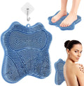 Shower Foot Scrubber,Shower Foot and Back Scrubber with Suction Cups,Butterfly Form Design,3 Brush Designs for Deep Cleaning Shower,Foot Scrubber Mat for Smooth Exfoliation(Blue)