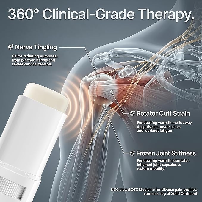 NDC Listed Shoulder Pain Relief Arnica Gel Stick cGMP Grade OTC Ointment with Camphor and Hypericum Perforatum Oil for Muscle Tension Neuropathy and Bruises 0.71oz
