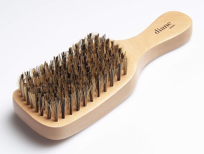 Diane Hard Reinforced Boar Curved Club Wave Hair Brush for Styling and Wave Maintenance, Perfect for Short Cuts, Fades, and Thick, Tight Curls
