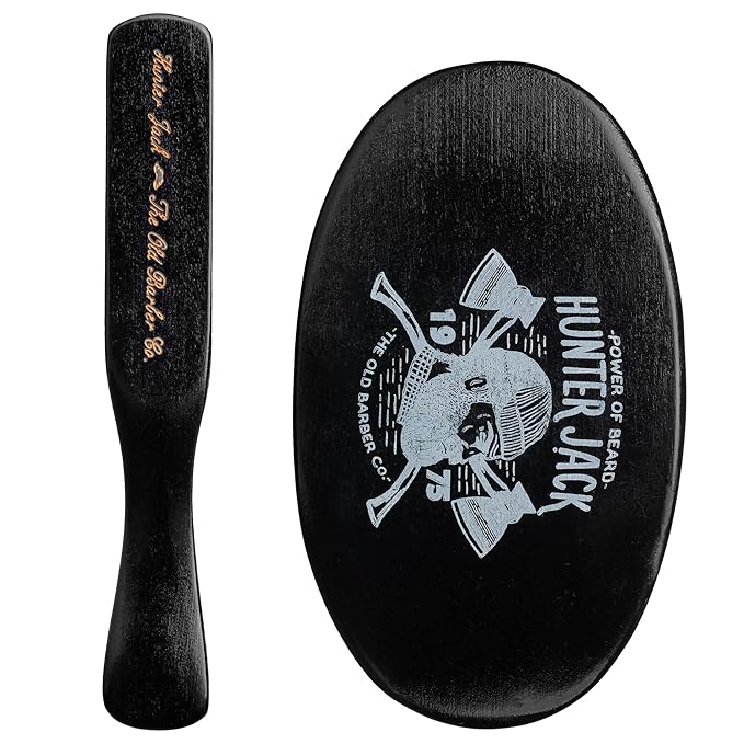 Beard Brush for Men - Natural Boar Bristle Beard Brush Kit - Soft Small Mustache Brush for Men - Premium Travel Grooming Set by Hunter Jack