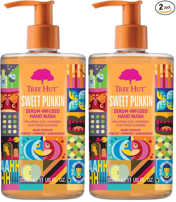 Tree Hut Sweet Punkin Serum Infused Hand Wash | Nourish & Hydrate Hands with Strengthening Skin Care | Long Lasting Scent | Cleanse & Lock in Moisture | 11 fl oz. (Pack of 2)