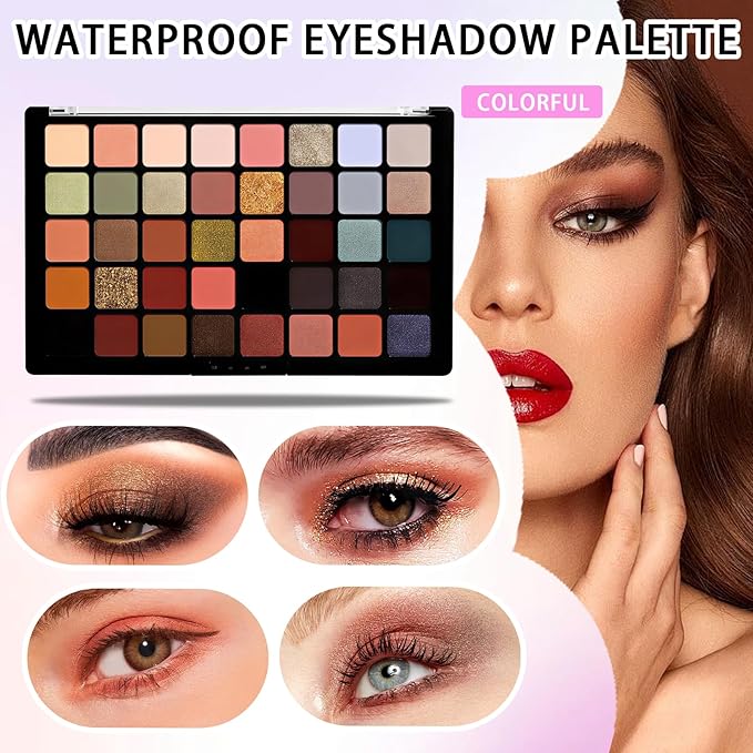 40 Colors Eyeshadow Palette,Matte Glitter Eyeshadow Makeup Palette with Eyeshadow Brush,Highly Pigmented Colorful Shimmer Eye Shadow Palette Makeup Kit for Women