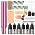 Microblading Tattoo Gun Kit, 1400mAh Cordless Tattoo Pen & Eyebrow Pencil Set for Makeup Supplies, Semi-Permanent Eyebrow Tattoo Machine with 50Pcs Needles for Beginners Artists (Pink)