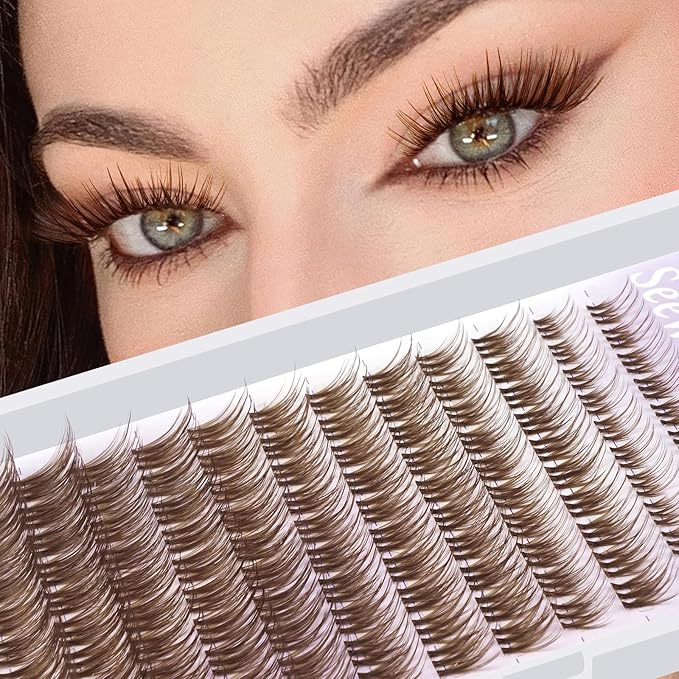 Brown Lash Clusters 10-18mm Mix D Curl Dark Brown Lash Clusters 120pcs DIY Wispy Cluster Eyelash Extensions Individual Natural Lashes Cluster False Eyelash Clusters (S3 Lashes Only)