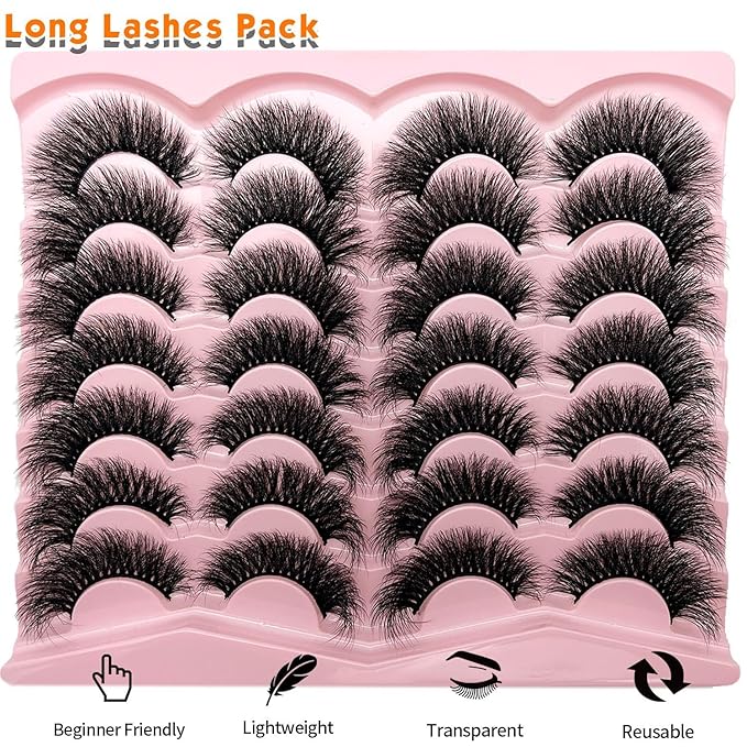 loladook Fluffy Lashes Mink Wispy Cat Eye Faux Mink Lashes Pack Soft Fake Strip Eyelashes 18mm Long Volume False Eyelashes Natural Look