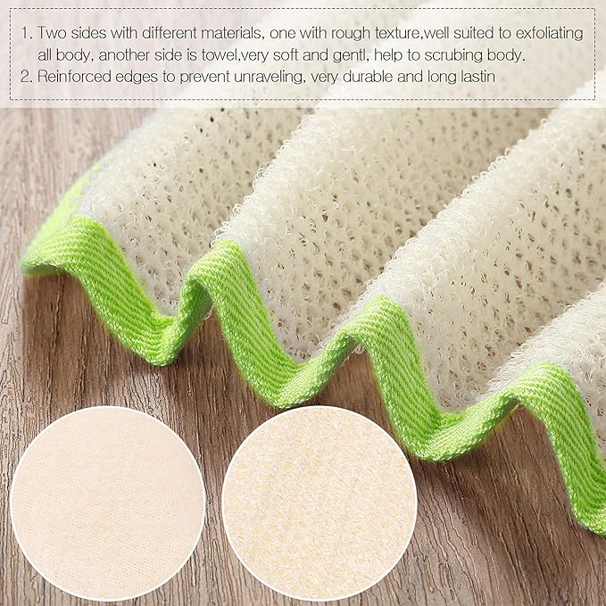 Tatuo 5 Pcs Exfoliating Face and Body Wash Cloths Towel Weave Bath Exfoliating Scrub Massage Bath Cloth for Women and Men, 10.23 x 8.66 Inch(Green, Orange, Pink, Purple, Red Edge)