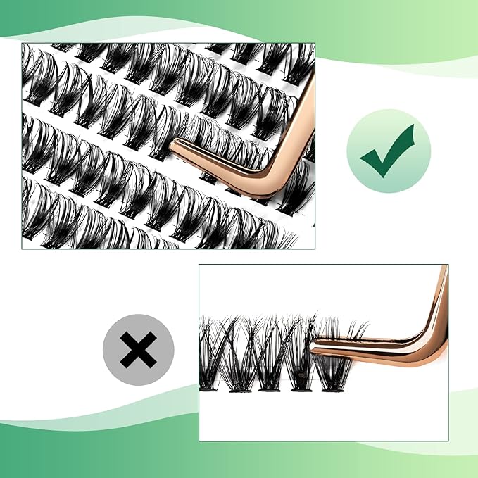 KEYYOU Lash Clusters 300pcs Individual Lashes, 40D 0.07D Curl 10mm DIY Eyelash Extension, Soft & Natural Volume Cluster Lashes with Large Tray