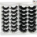 Mink Lashes Fluffy 25mm Long Big Eyelashes Pack, Thick D Curl Dramatic Eyelashes, Cat Eye 3D False Strip Lashes 2 Styles