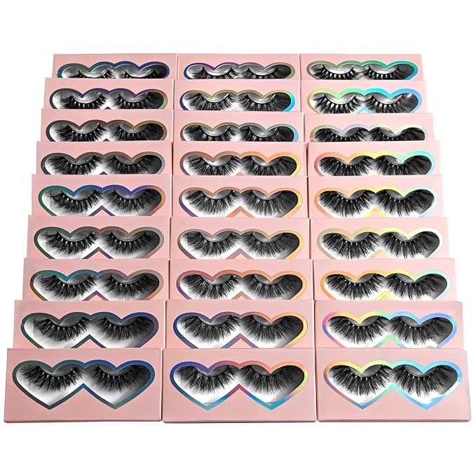3D5D False Eyelashes 15-18mm Includes 3 Styles 27 Pair PACK Mix Cross Fluffy Natural Look Luxury Volume Faux Mink Lashes Reusable Strip Lashes, Mulitpack
