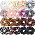 Satin Scrunchies for Women,Silk Hair Ties Fashion Soft Ties and Bands,Elastic Ponytail Holders No Damage Hair Accessories Thick Hair Styling for Girls - 20 Pcs Dark Color