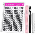 VEYESBEAUTY Bunny Lash Clusters Kit Individual Lash Extensions Eye-Catching Series DIY Dramatic Eyelash Wispy Faux Mink Lash Mixed Length Tray with Bond & Seal, Applicator at Home