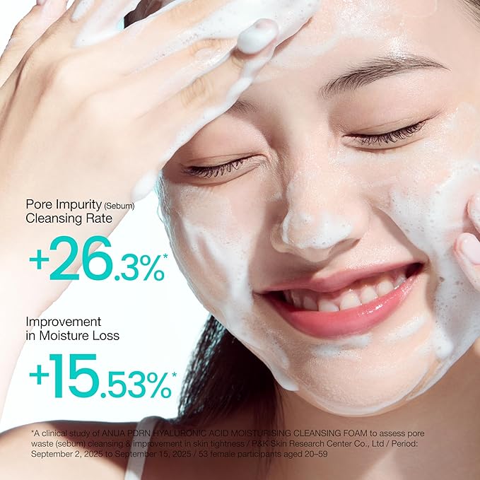 ANUA PDRN Hyaluronic Acid Moisturizing Cleansing Foam, Daily Gentle Face Wash for Dry Skin, Hydrating Facial Cleanser with PDRN, Barrier Repair & Glass Skin, Korean Skincare, 5.07 fl oz.