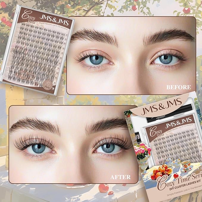 JMS&JM Lash Clusters Kit Lash Clusters Easy to Apply at Home Easy to Apply at Home(Flora,8-18mix)
